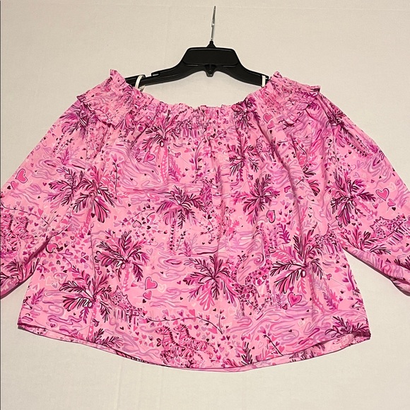 Lilly Pulitzer Pink and Purple Blanche Drop Shoulder Top Medium - Picture 10 of 10